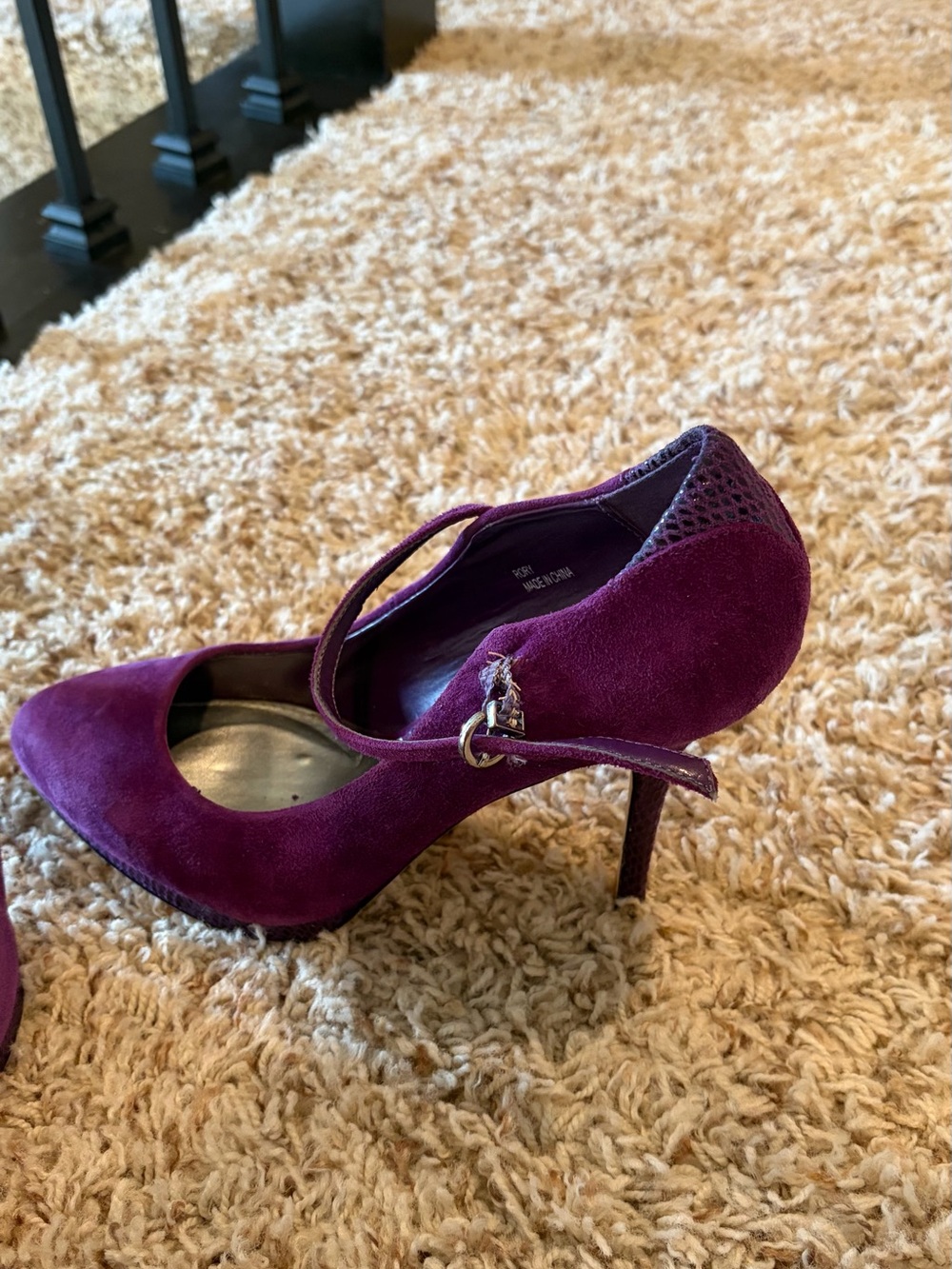 Bakers Purple Suede Mary Jane Heels with Ankle Strap - Picture 2 of 2